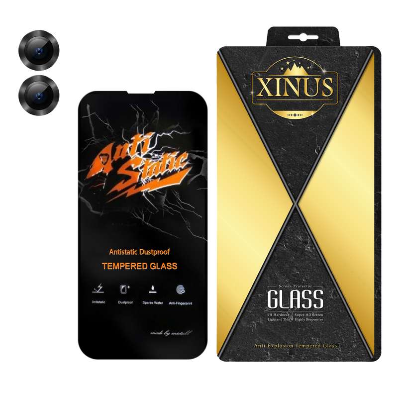 محافظ لنز دوربین ژینوس مدل 2ST-RING مناسب برای گوشی موبایل اپل iPhone 13 Mini به همراه محافظ صفحه نمایش