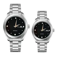 ست ساعت مچی عقربه‌ای کوارتز زنانه و مردانه مدل کلاسیک لوکس بند استیل کد ۳