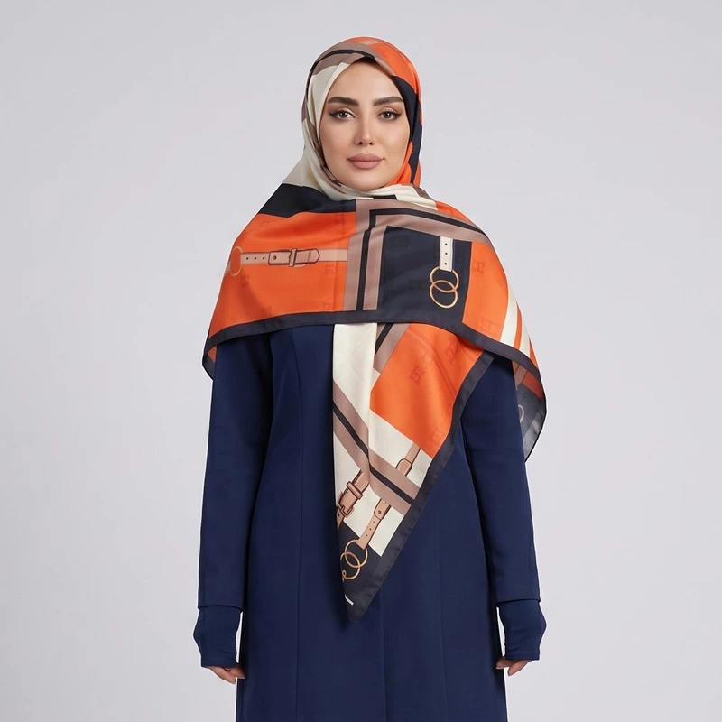 روسری زنانه مدل ابریشم توییل جدید مزونی دست دوز کد 3047