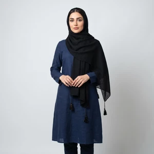 شال زنانه مدل بهاری منگوله دار ساده b-2085