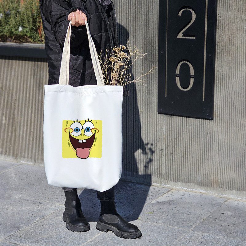 ساک خرید پارچه ای خندالو طرح باب اسفنجی مدل توت بگ کد 306