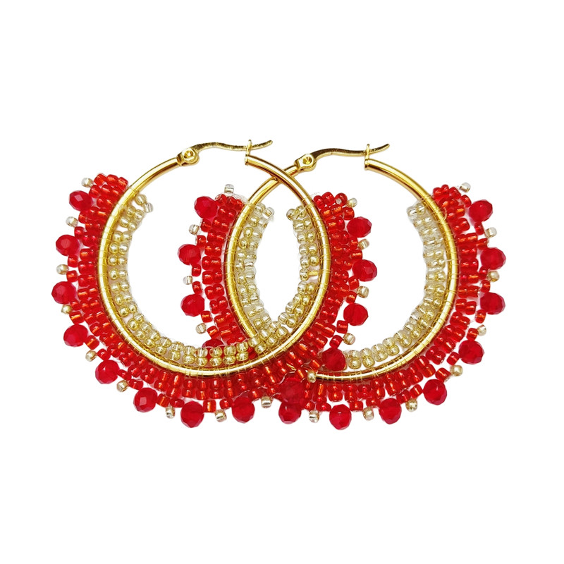 گوشواره دست دوز حلقه ای مدل گلورا