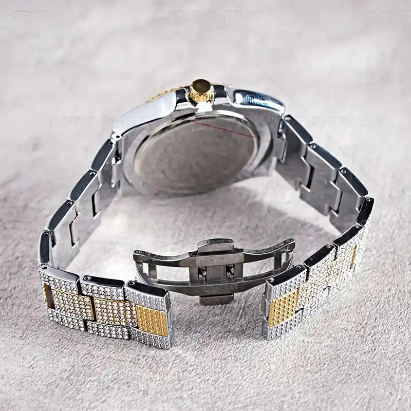 ساعت مچی عقربه ای مدل فول نگین استون قفل مخفی کد 07