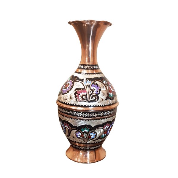 گلدان میناکاری طرح  خمره ای شکم دار کد 113