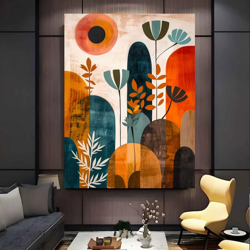 پوستر پارچه ای طرح مخمل  انتزاعی مینیمال مدل دشت گل کد FP106895