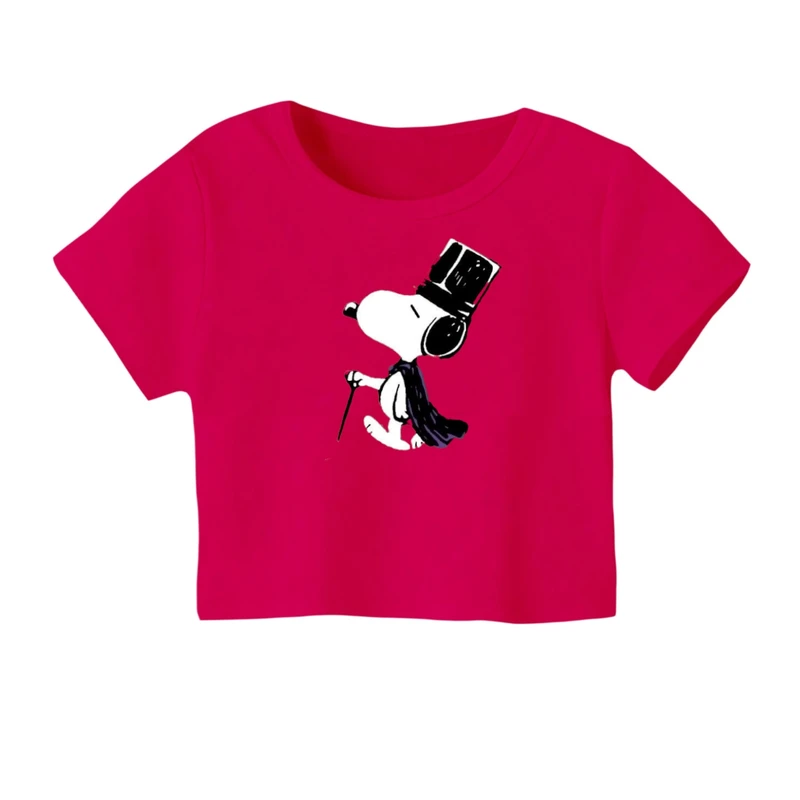 کراپ‌ تی‌شرت آستین کوتاه زنانه مدل اسنوپی کد ۵۸