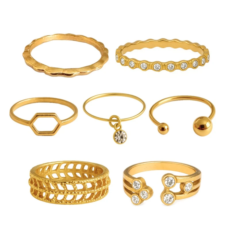 انگشتر زنانه مدل نگین دار مجموعه ۷ عددی