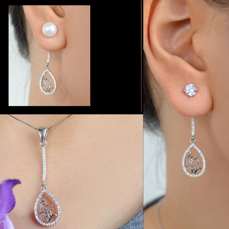 نیم ست نقره زنانه مدل تایلندی کد NG1850