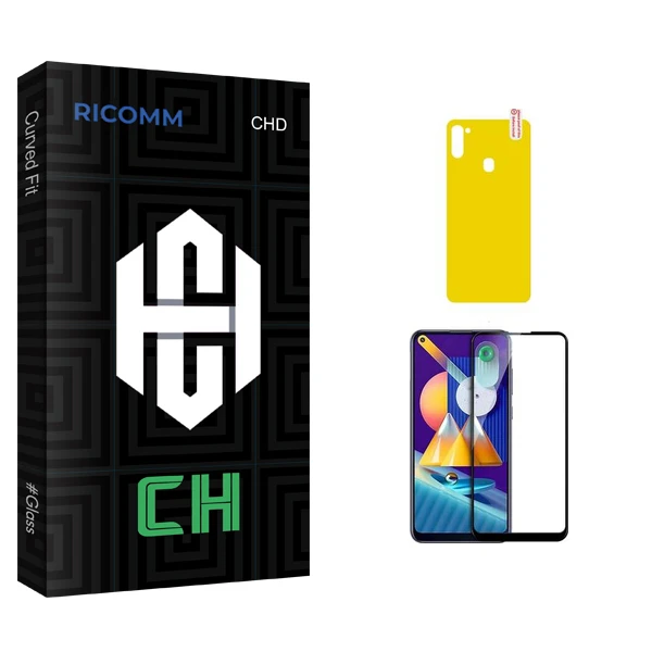 محافظ صفحه نمایش سرامیکی ریکام مدل CH Glass مناسب برای گوشی موبایل سامسونگ Galaxy M11 به همراه محافظ پشت گوشی