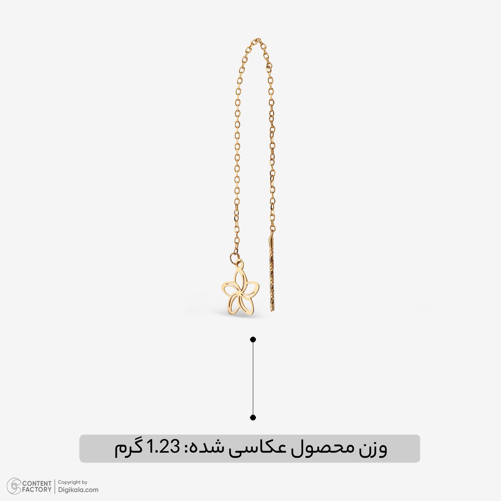 گوشواره بخیه‌ای طلا کم اجرت  18 عیار زنانه نگین مدل 111 -  - 4