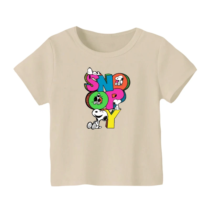 تی شرت آستین کوتاه بچگانه مدل اسنوپی کد 22 رنگ کرم
