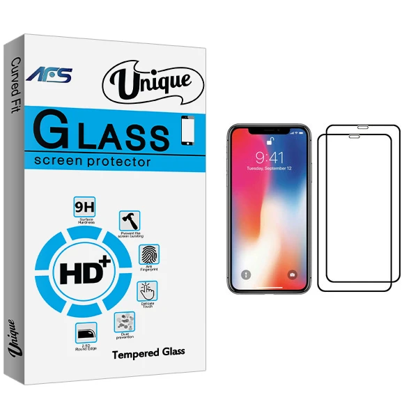 محافظ صفحه نمایش ای اف اس مدل Unique Glass مناسب برای گوشی موبایل اپل iPhone X بسته دو عددی