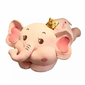 عروسک مدل فیل تاج دار خوابیده طول 50 سانتی‌ متر