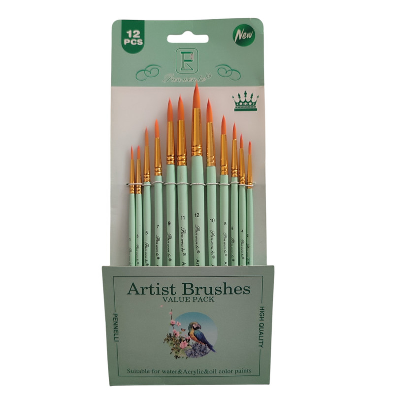 قلم مو گرد مدل براش بسته 12 عددی