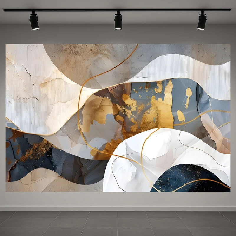 تابلو بوم طرح مخمل رگه ای مدل طلایی کد AR3059164