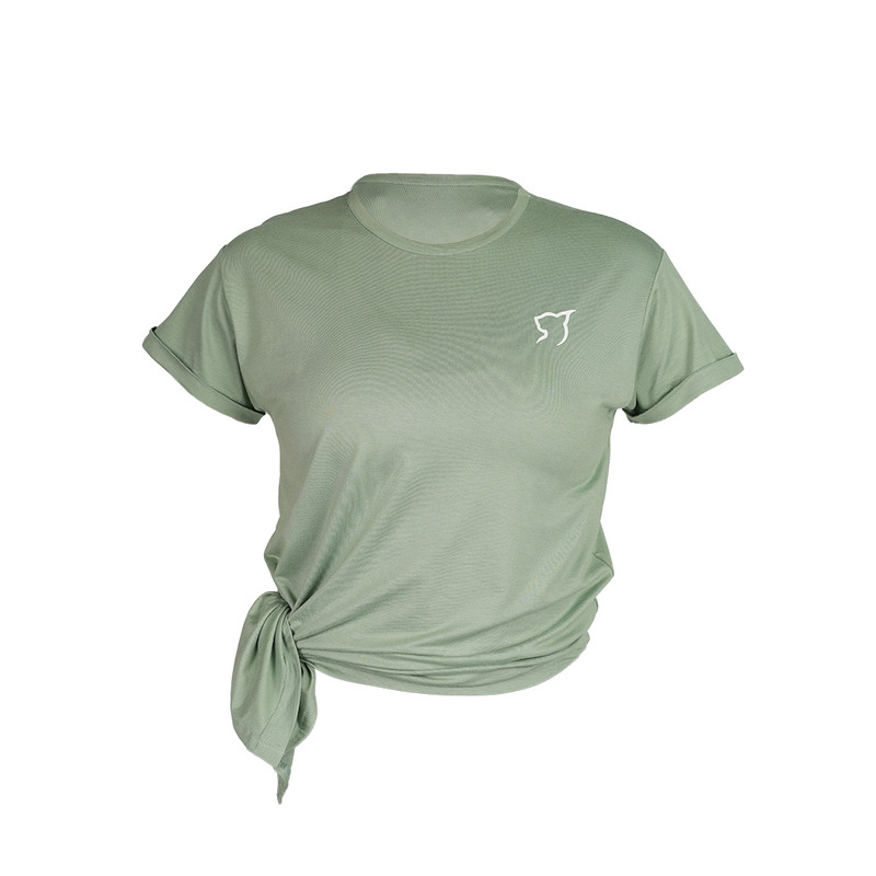 تی شرت آستین کوتاه ورزشی زنانه مدل گره ای رنگ سبز