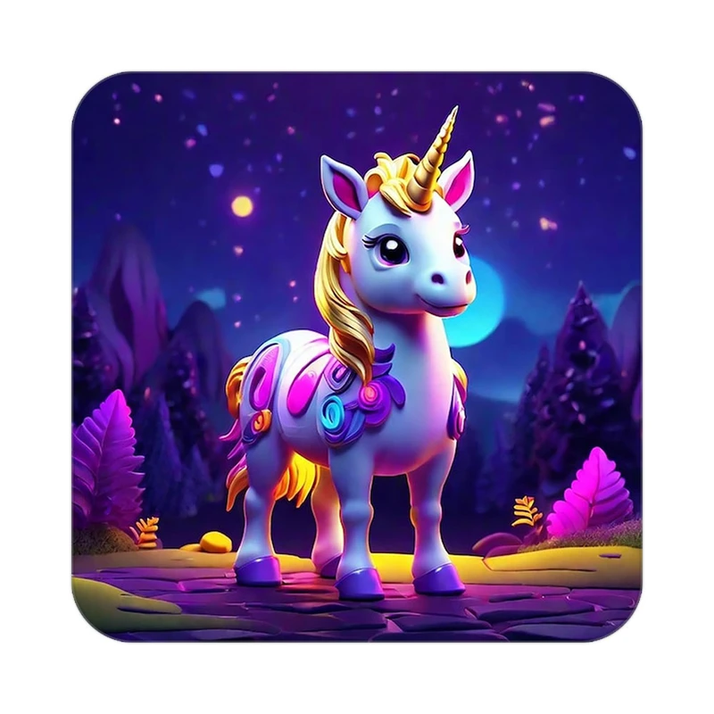 زیر لیوانی کاکتی طرح اسب تک شاخ و یونیکورن مدل mp30747