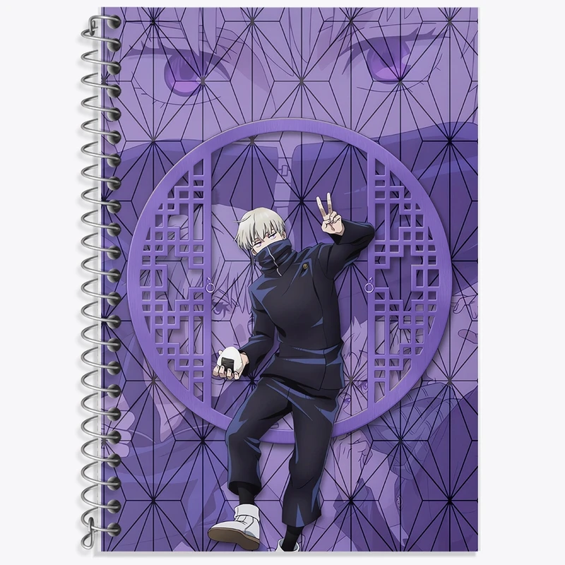 دفتر زبان 50 برگ خندالو مدل سه خط طرح انیمه جوجوتسو کایزن کد F788