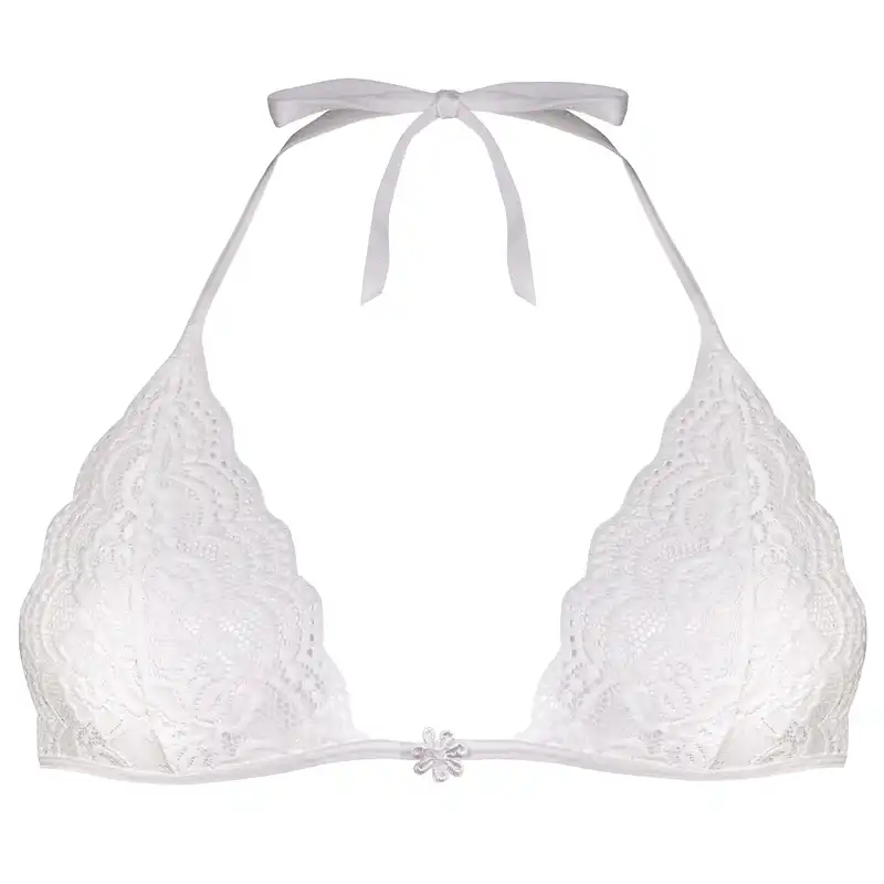 ست شورت و سوتین زنانه پانیذ مدل بندی گیپوری کد 9043 رنگ سفید