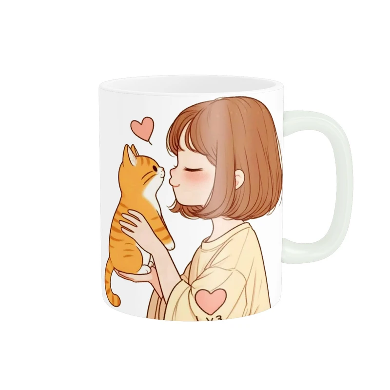 ماگ پاد آفرین مدل دختر کیوت فانتزی گربه ای عروسکی پینترستی بامزه کد 646