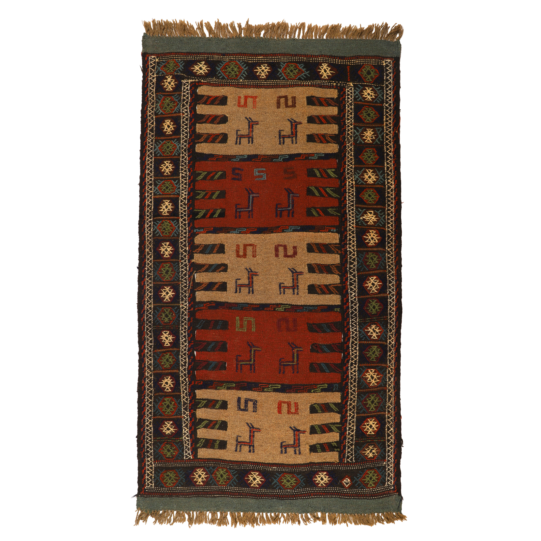 گلیم دستبافت دومتری طرح سفره کردی کد 1404100