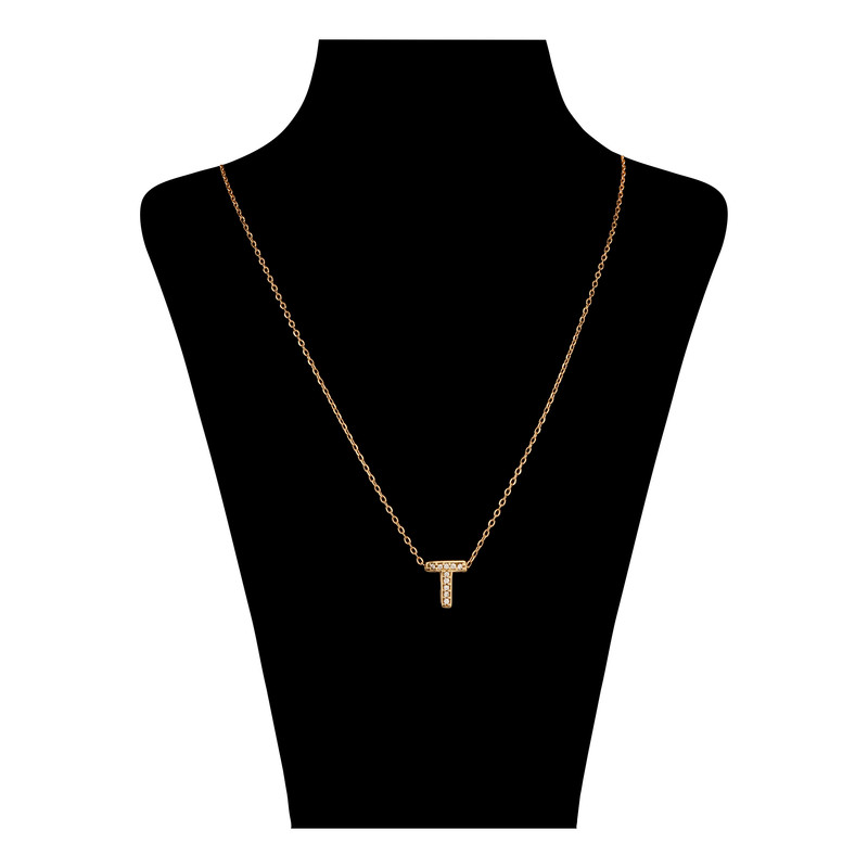 گردنبند طلا 18 عیار زنانه درگونه مدل حرف T