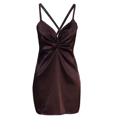 لباس خواب زنانه مقمیس مدل ساتن رنگ بادمجونی