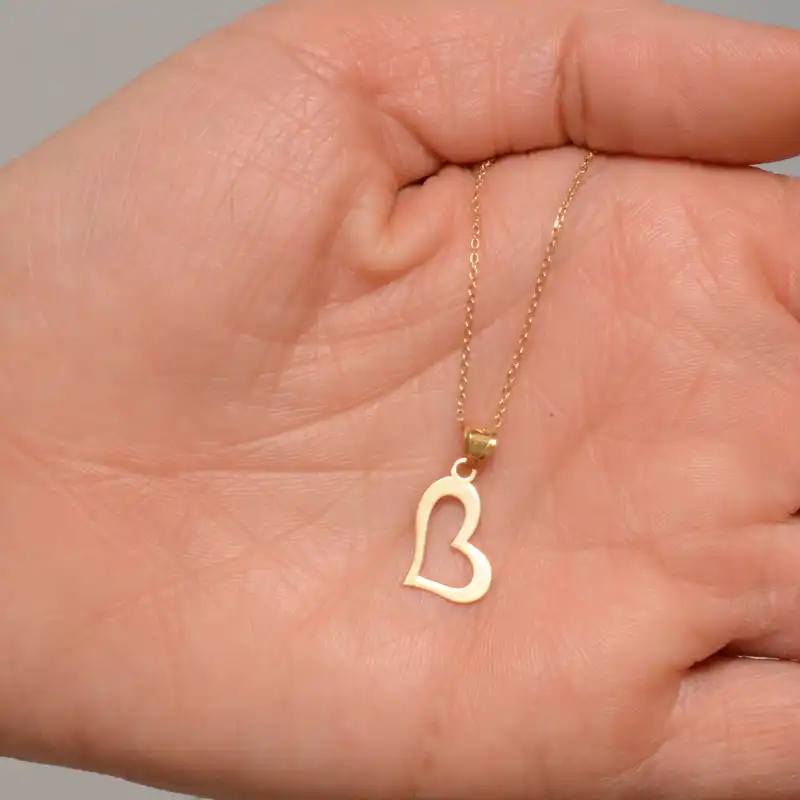 گردنبند طلا 18 عیار زنانه الن نار مدل قلب ليزري 670197