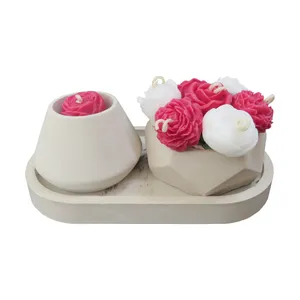 ست دسته گل شمع و جاشمعی مدل روشنا کد 100q مجموعه 3 عددی