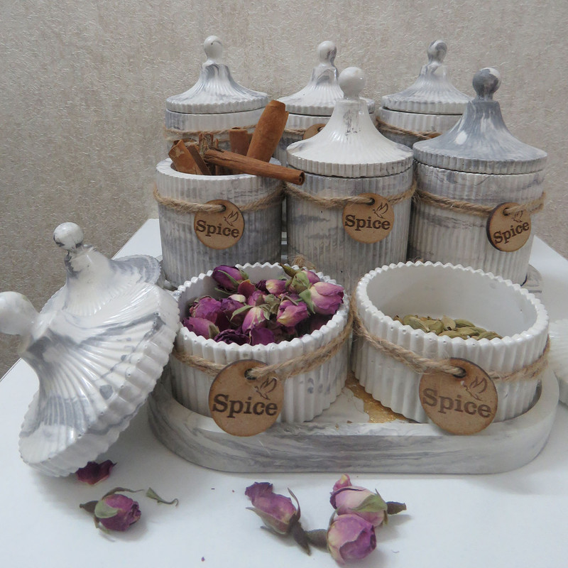 ست جا ادویه 11 پارچه طرح سنگی کد 805