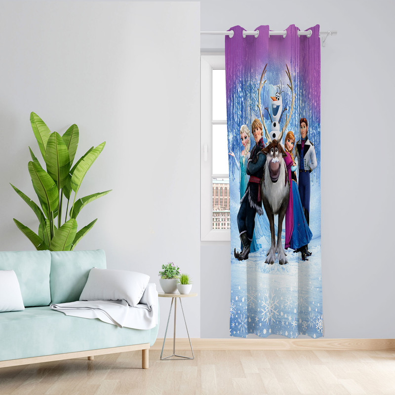  پرده مدل اتاق کودک مخمل پانچی طرح کارتون فروزن کد 4076 سایز 140x280 سانتی متر
