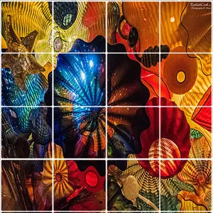 تایل سقفی طرح شیشه رنگی کد ST 6077 سایز 60x60 سانتی متر مجموعه 16عددی