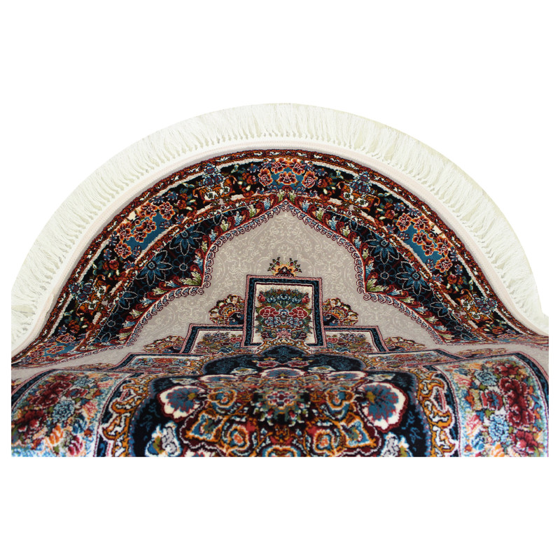 فرش ماشینی مدل بیضی طرح ناردون زمینه فیلی