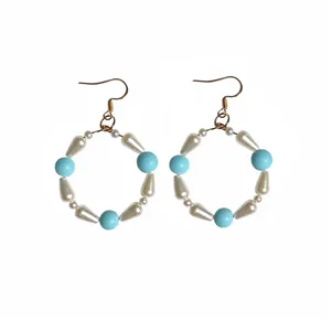 گوشواره دست ساز زنانه مدل حلقه ای مروارید