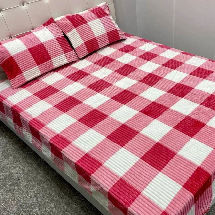 سرویس روتختی مدل پلیسه ای چهارخونه کد98 دو نفره سه تکه