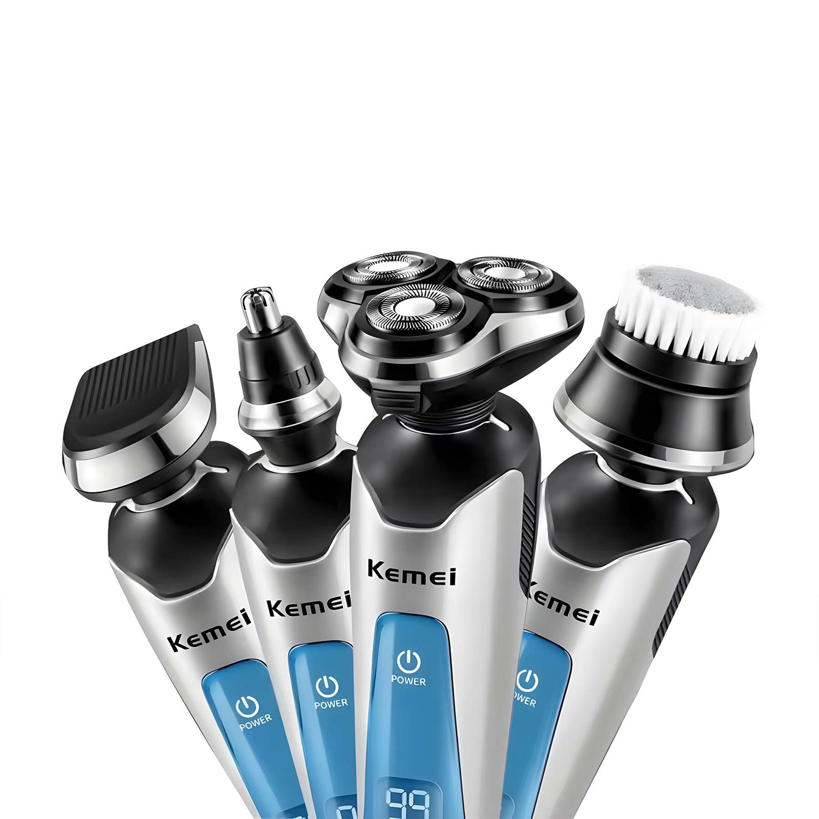 ماشین اصلاح موی سر و صورت کیمی مدل km-5390، اصلاح به صورت خط زن، استفاده به صورت خشک و مرطوب، طراحی ارگونومیک، تیغه‌های خودتیزشونده، منبع انرژی با باتری، تکنولوژی اصلاح به صورت برش چرخشی، مدت زمان شارژ 120 دقیقه و مدت زمان استفاده پس از شارژ 120 دقیقه -  - 16