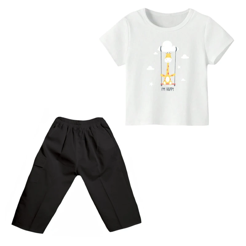 ست تی شرت و شلوارک پسرانه مدل زرافه کد ۲۱
