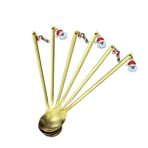 قاشق شربت خوری مدل کریسمسی طرح 9 بسته 6 عددی