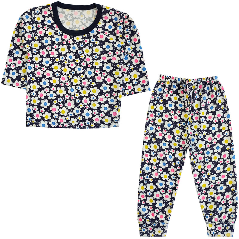 ست تی شرت آستین بلند و شلوار نوزادی مدل گل کد 4139 رنگ مشکی