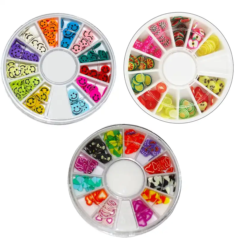 تزیین ناخن مدل قلب و ایموجی و میوه ها مجموعه 3 عددی