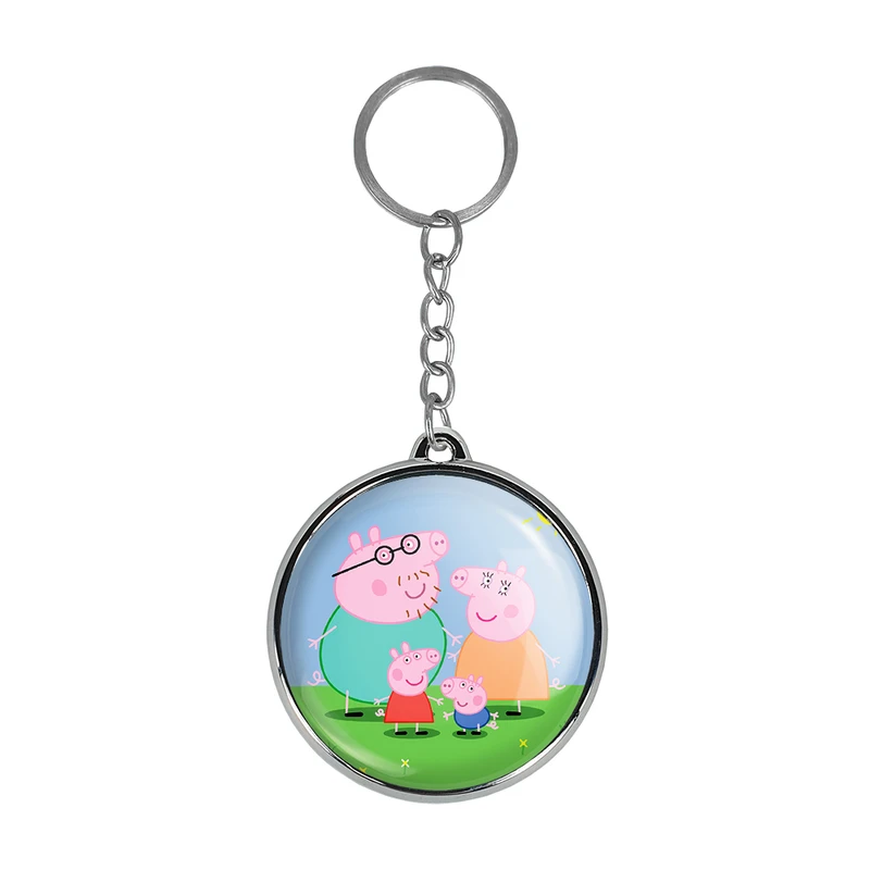 جاکلیدی خندالو طرح خانواده پپا پیگ انیمه پپاپیک Peppa pig مدل دوطرفه کد 2207022067