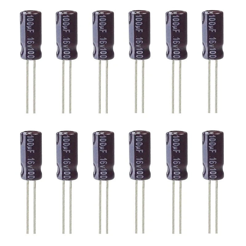 خازن الکترولیت 100 میکروفاراد 16 ولت آکسبوم مدل TEC-10116 بسته 12 عددی