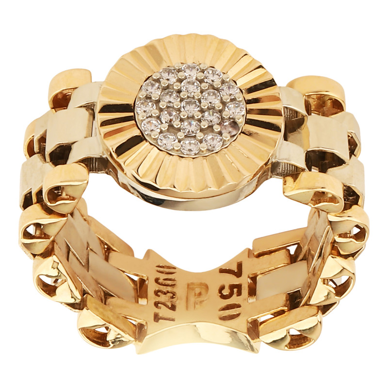 انگشتر طلا 18 عیار زنانه با طرح رولکس صلاحی گلد مدل 18273 سایز 56