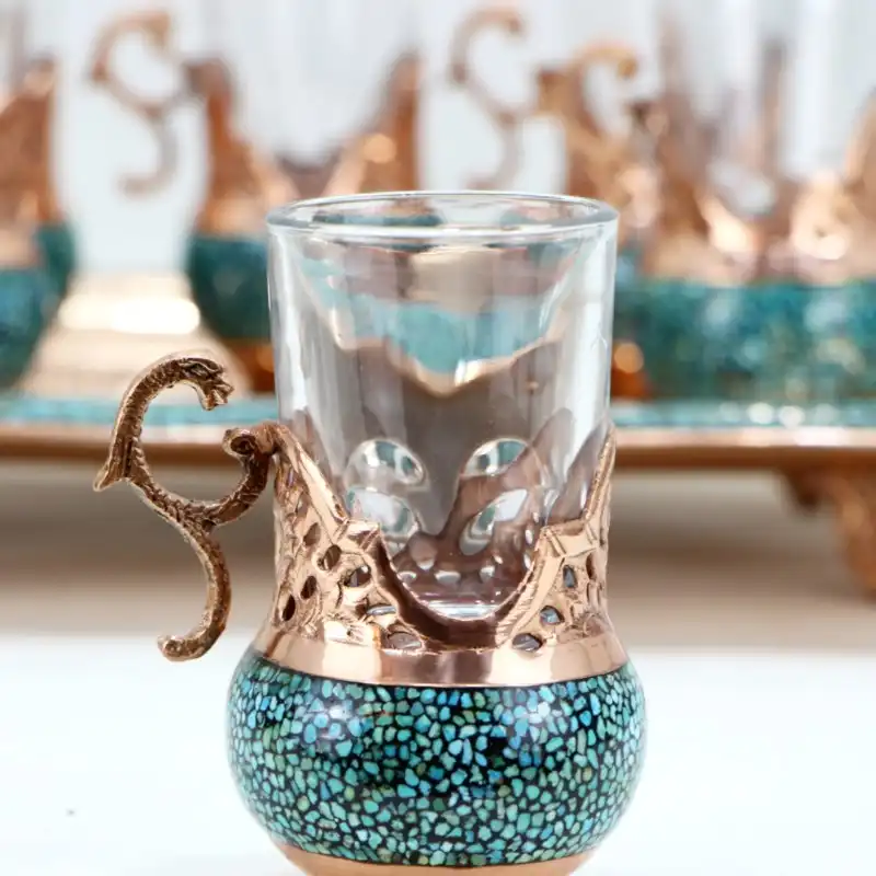 سرویس چای خوری 8 پارچه فیروزه کوبی کد 8