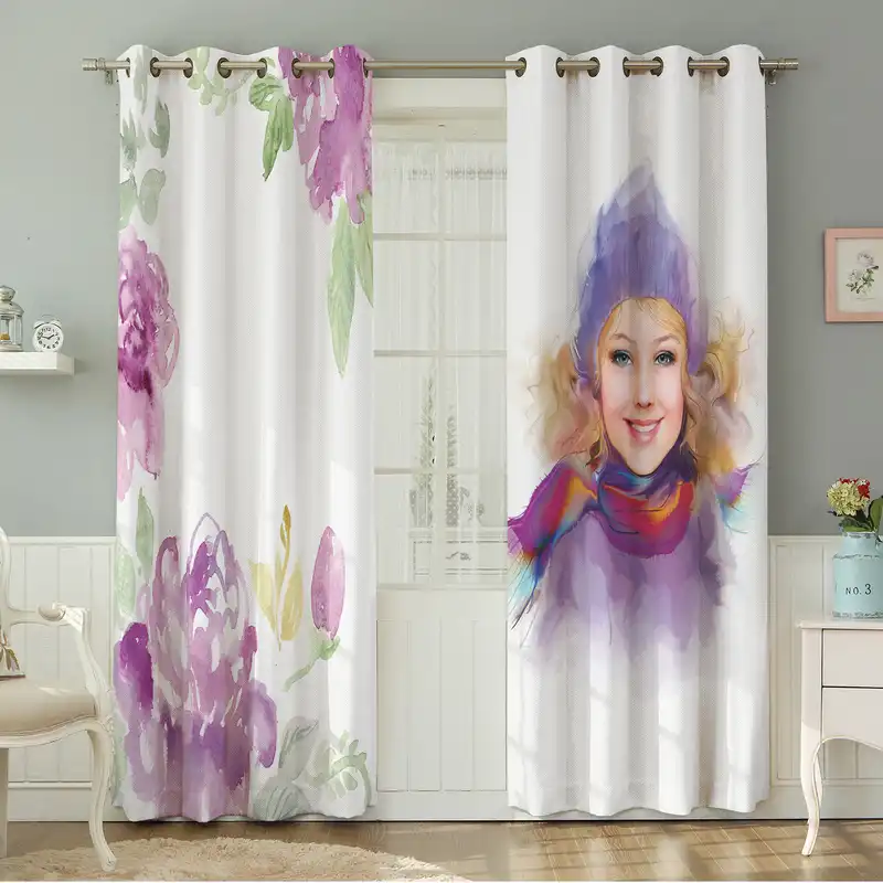 پرده نیروانا طرح چهره مدل مخمل کد 4752 سایز 140×280 سانتی متر