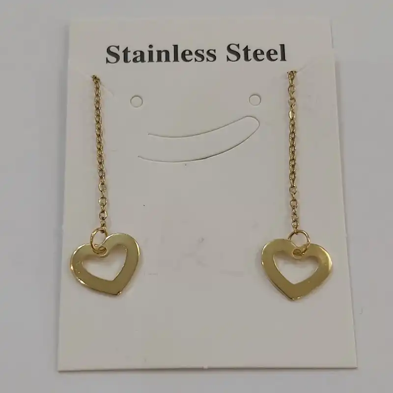 گوشواره زنانه استینلس استیل مدل بخیه طرح قلب کد heart113
