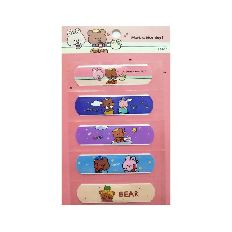 چسب زخم طرح خرس و خرگوش کد Am-35 بسته 5 عددی