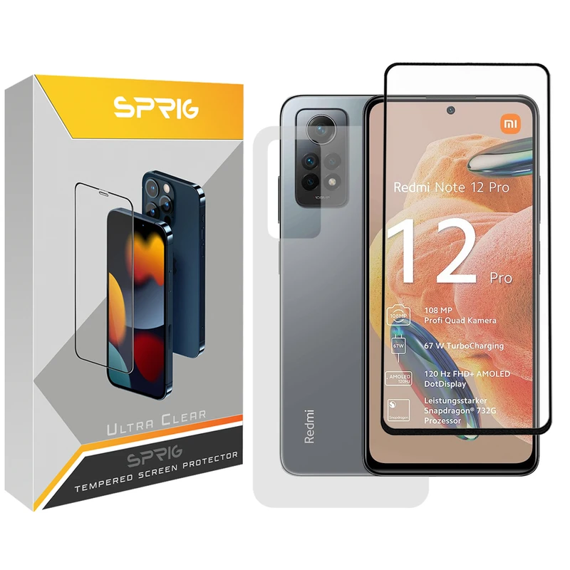 محافظ پشت گوشی اسپریگ مدل SPG-full مناسب برای گوشی موبایل شیائومی Redmi Note 12 Pro 4G به همراه محافظ صفحه نمایش
