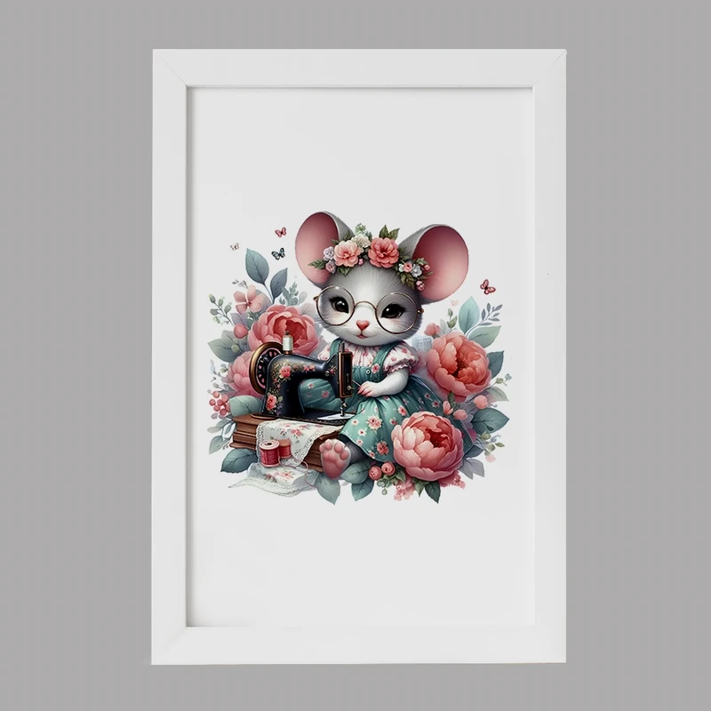 تابلو خندالو مدل موش خیاط کد F6199