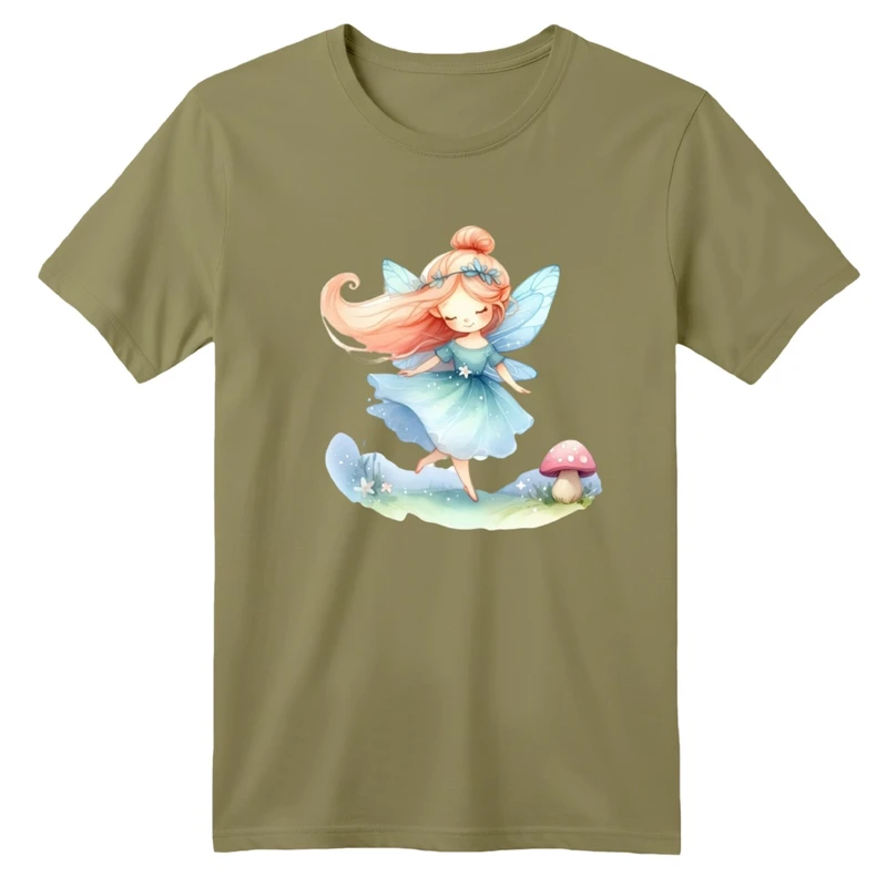 تی شرت آستین کوتاه بچگانه مدل دخترک کد 5 رنگ کرم تیره